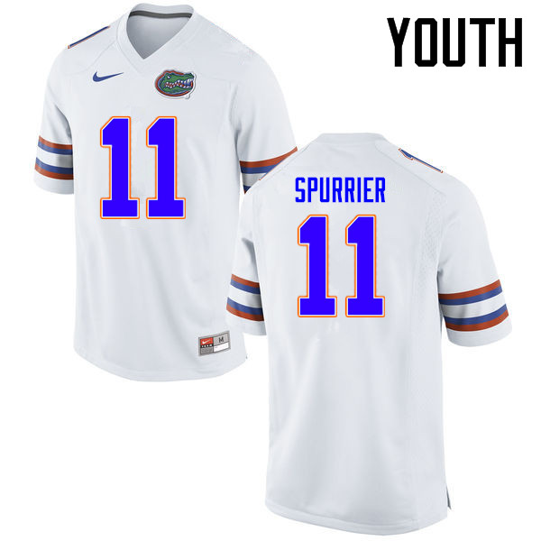 Youth Florida Gators #11 Steve Spurrier College Football Jerseys Sale-White - Click Image to Close
